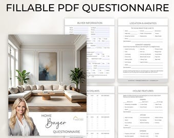 Buyer Questionnaire, Realtor Homebuyer Questionnaire Fillable PDF, Real Estate Home Buyer Intake Form, Luxury Buyer Presentation Workbook
