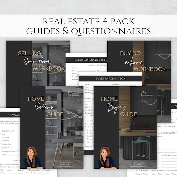 Luxury Real Estate Templates, Seller Guide and Buyer Guide, & Buyer and Seller Questionnaire Workbooks, Realtor Listing Presentation Packet