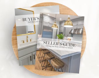 Seller Guide and Buyer Guide Bundle, Listing Presentation for Real Estate, Realtor Packet, Editable Canva Home Buyers and Sellers Guides