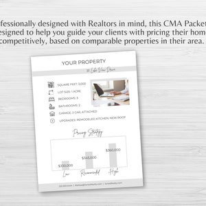 CMA Real Estate Template, Comparable Market Analysis Packet, Prelist Packet, Appraisal Packet, Seller Packet Insert, List Presentation image 3