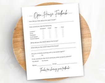 Open House Feedback Form, Editable Canva Template & PDFs | Real Estate Marketing, Agent Printables | Realtor Open House Flyers, Forms