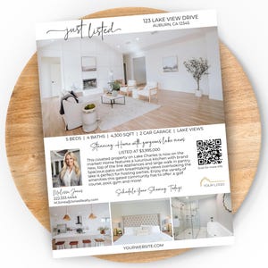 Real Estate Flyer Template Canva: Just Listed with QR Code