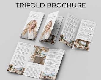 Real Estate Introduction Trifold Brochure, Modern Real Estate Marketing Brochure, Double-Sided Tri-Fold Brochure, Agent Flyer Canva Template