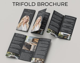 Real Estate Agent Trifold Brochure, Minimalist Trifold Brochure, Agent Introduction Flyer, Luxury Real Estate Marketing Trifold Template