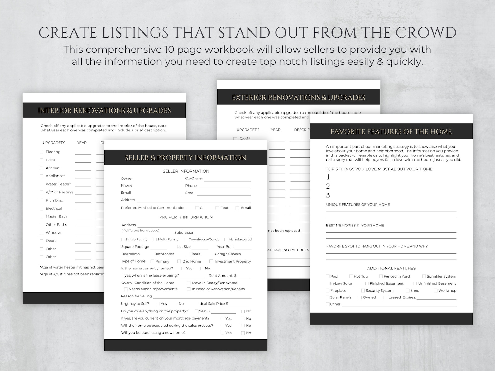Real Estate Seller Information Sheet, Listing Packet, Seller’s Property ...