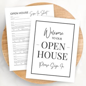 Open House Sign In Sheet & Welcome Sign PDFs | Real Estate Marketing Templates, Editable Forms, Realtor, Agent Printables, Canva