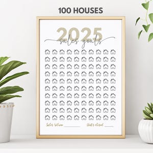 Real Estate Goal Tracker, 100 Houses, Real Estate Goal Chart PDF, Success Tracker, 2025 Goal Sheet, Sales Tracker, Realtor House Counter