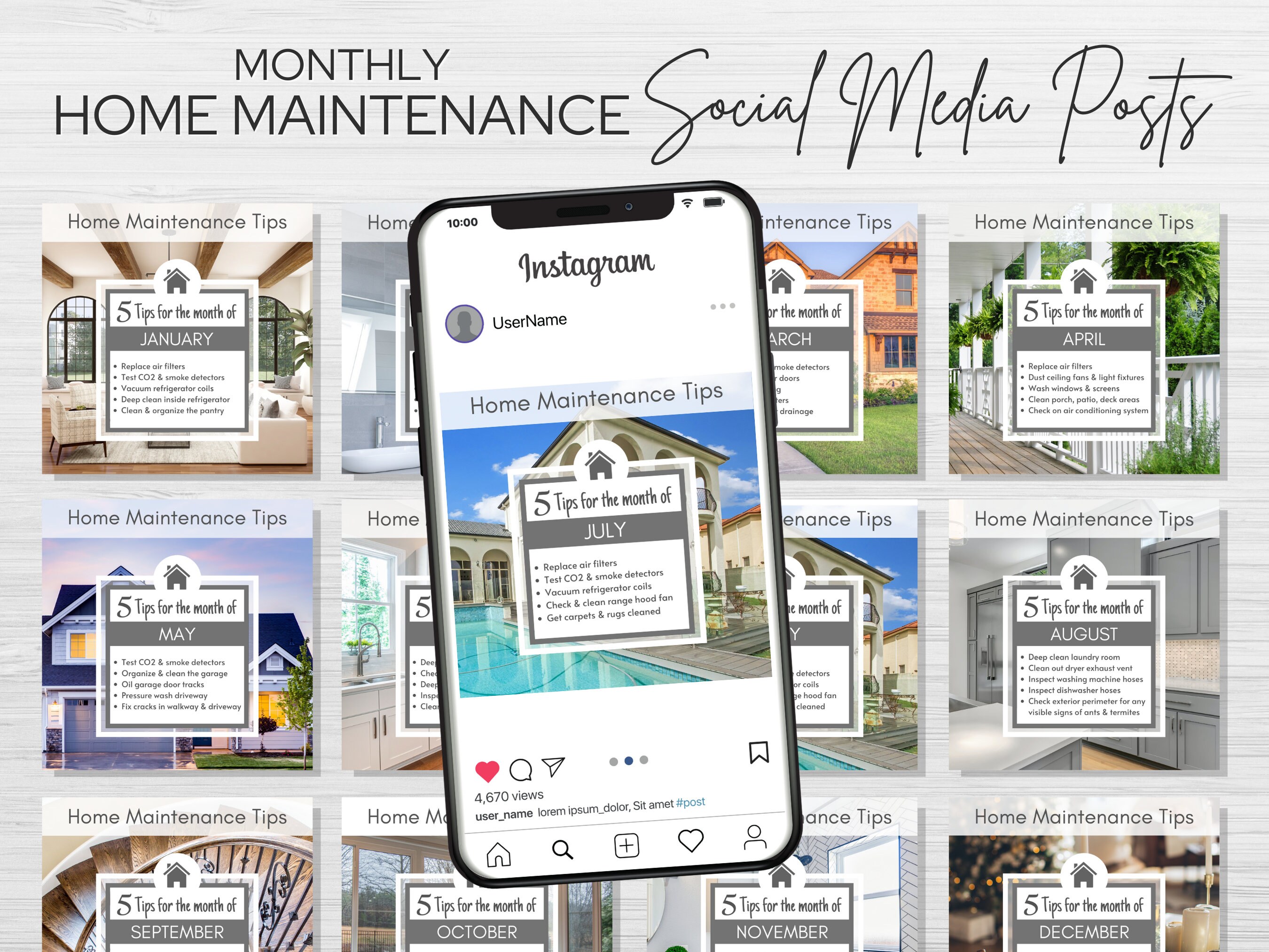 Home Maintenance Tips Instagram Posts for Realtors Facebook Etsy