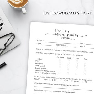 Brokers Open House Feedback Form, Agent Open House Sheet, Brokers Open Printable, Realtor ...