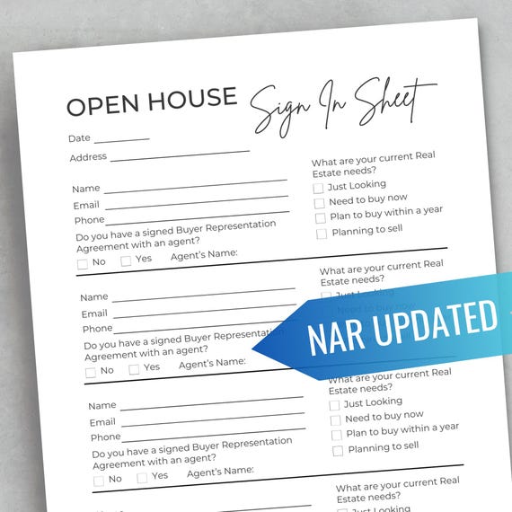 Real Estate Open House Sign-In Sheet: Editable Template & PDFs (Instant Download)