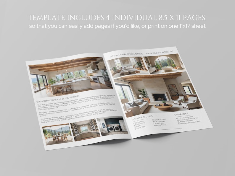 Modern Real Estate Property Brochure, Luxury Listing Brochure Canva Template, 4 Page Property Flyer, For Sale Flyer, Real Estate Marketing image 5