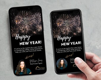 Realtor New Year Card, New Year Real Estate Marketing, Realtor Happy New Year Text, Realtor New Years Textable Card, New Year Realtor Cards