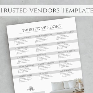 Trusted Vendor Template Real Estate, Realtors Referral List, Preferred Vendors, Real Estate Marketing | Editable Buyer, Seller Tools, Canva