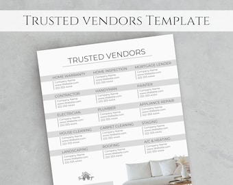 Trusted Vendor Template Real Estate, Realtors Referral List, Preferred Vendors, Real Estate Marketing | Editable Buyer, Seller Tools, Canva