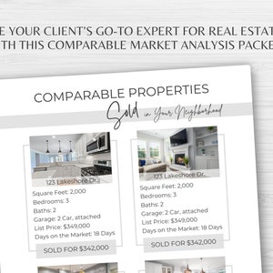 CMA Real Estate Template, Comparable Market Analysis Packet, Prelist Packet, Appraisal Packet, Seller Packet Insert, List Presentation image 2