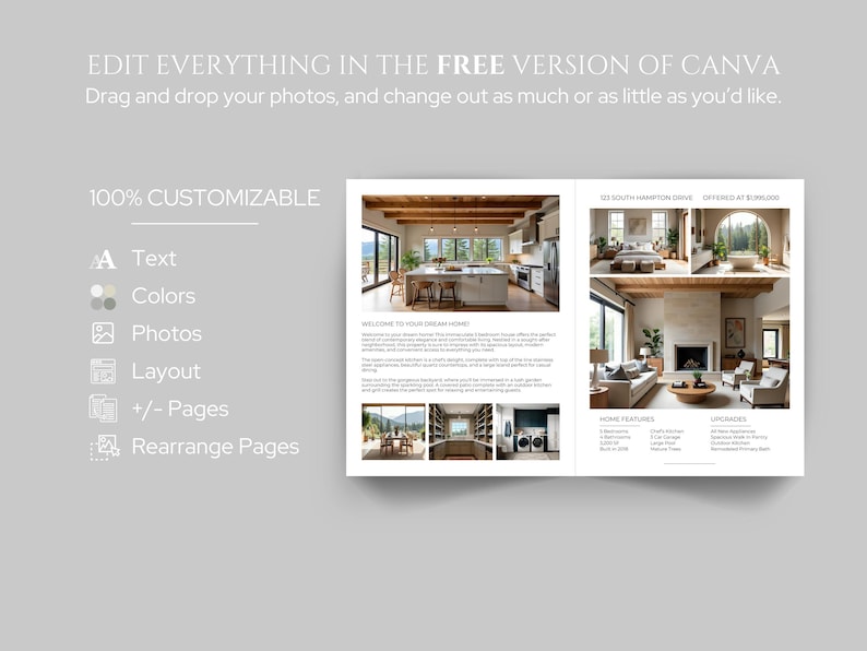 Modern Real Estate Property Brochure, Luxury Listing Brochure Canva Template, 4 Page Property Flyer, For Sale Flyer, Real Estate Marketing image 7