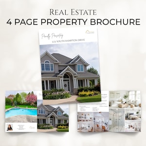 Real Estate Property Brochure Template: 4-Page Bifold Flyer, Canva Template