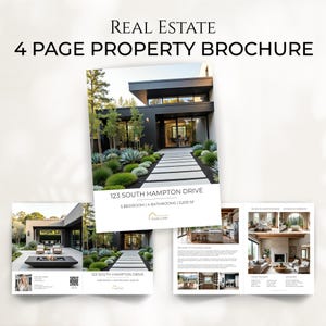 Modern Real Estate Property Brochure, Luxury Listing Brochure Canva Template, 4 Page Property Flyer, For Sale Flyer, Real Estate Marketing