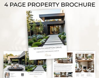 Modern Real Estate Property Brochure, Luxury Listing Brochure Canva Template, 4 Page Property Flyer, For Sale Flyer, Real Estate Marketing