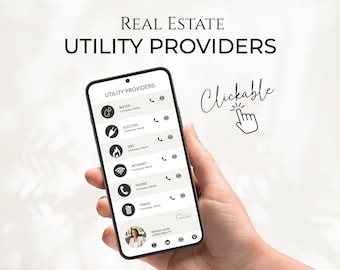 Textable Utility Provider List with Clickable Links, Service Providers Real Estate Template, Digital Utilities List, Realtor Text Templates