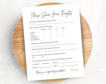 Open House Feedback Form, Editable Canva Template & PDFs | Real Estate Marketing, Agent Printables | Realtor Open House Flyers, Forms