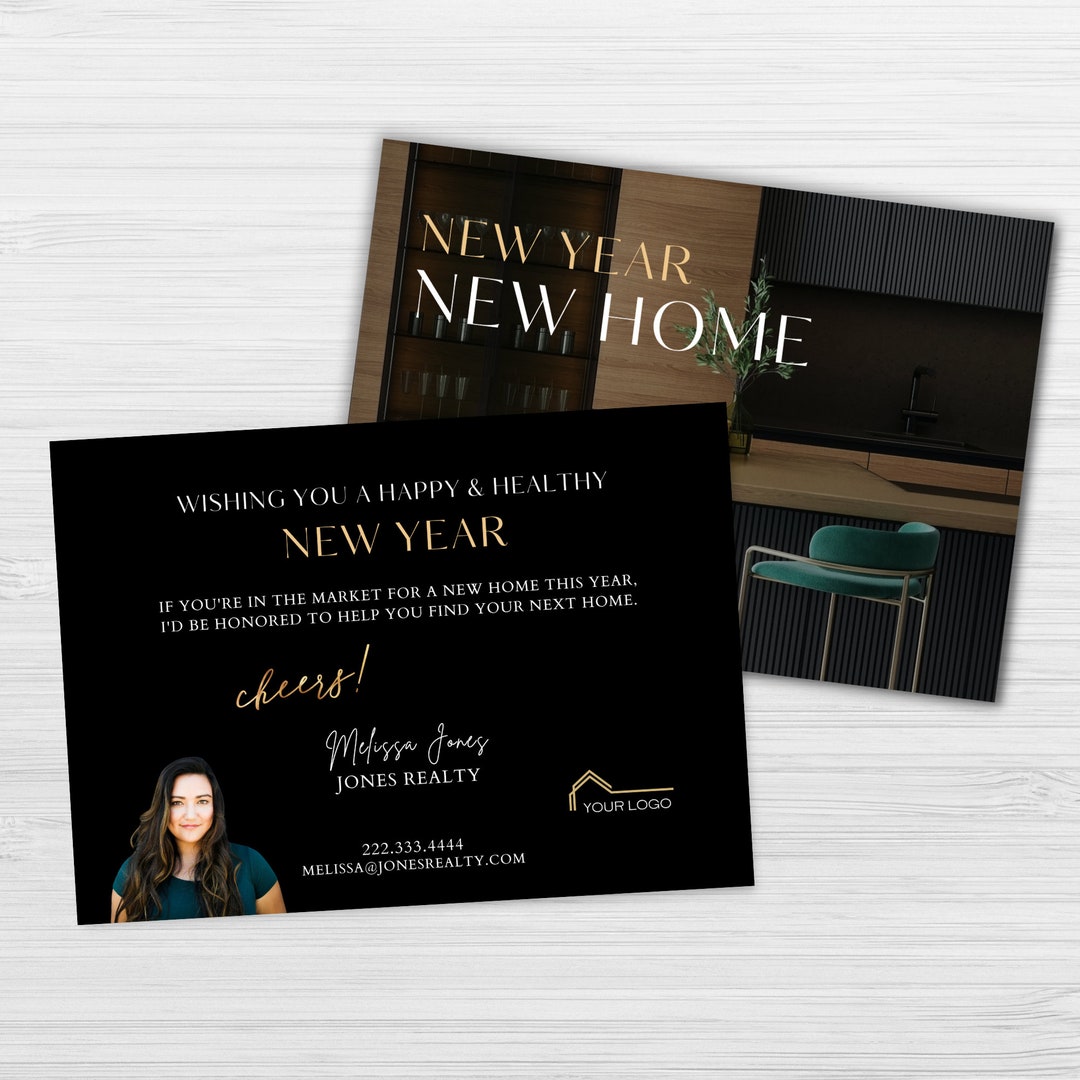 Realtor New Year Marketing, New Year Real Estate Post Cards, Realtor