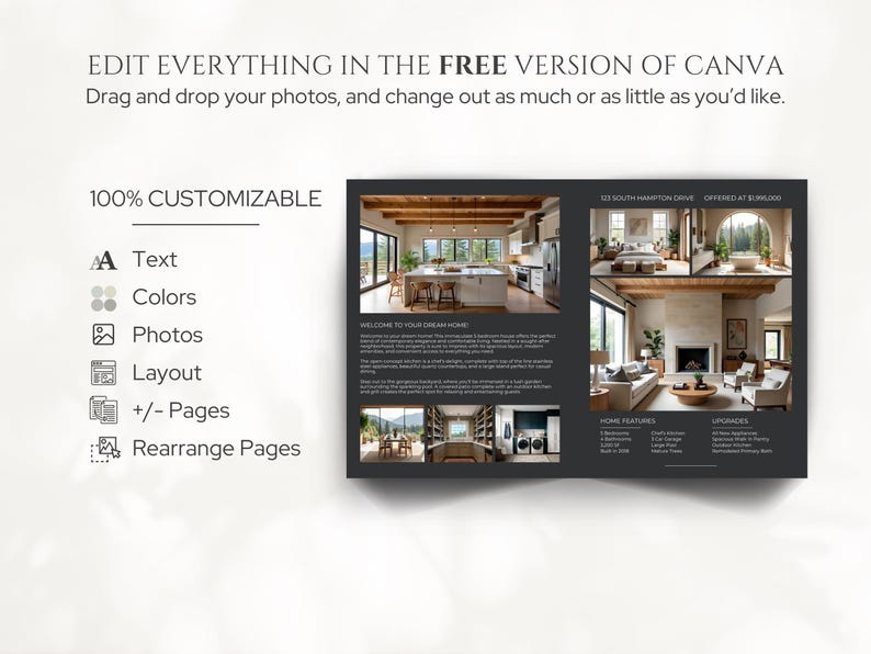 Luxury Real Estate Listing Brochure, 4 Page Modern Real Estate Flyer, Luxury Real Estate Marketing, New Listing Property Brochure Template bild 6