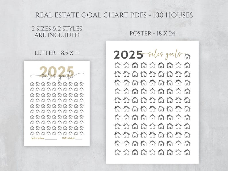 Sold Goal Chart 100 Houses Goal Tracker Chart, Real Estate Goal Tracker, Real Estate ...
