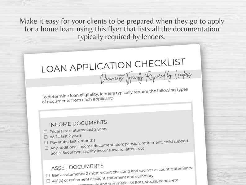Mortgage Application Checklist Mortgage Preapproval Real Etsy