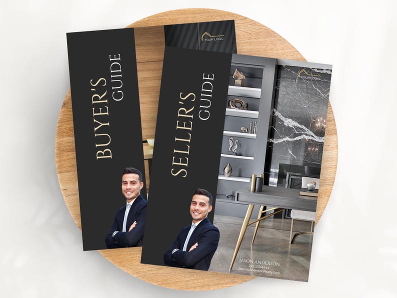 Luxury Real Estate Marketing Templates, Home Buyer and Seller Guides, Realtor Buyer Packet and Listing Presentation Packet, Black & Gold afbeelding 1