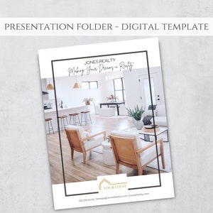 Real Estate Presentation Folders Template, Branded Presentation Folders Design, Realtor Listing Presentation Folder Template, Canva Template