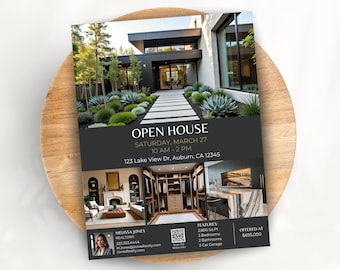 Modern Real Estate Flyer, Open House Flyer Template, Realtor Open House Flyer with QR Code, Real Estate Marketing, Open House Canva Template