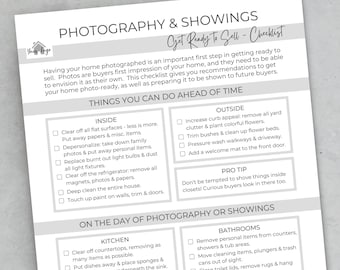 Real Estate Seller Tips: Showing & Photo Prep Checklist, Home Selling, Realtor Pre Listing Photography Checklist, Editable Canva Template