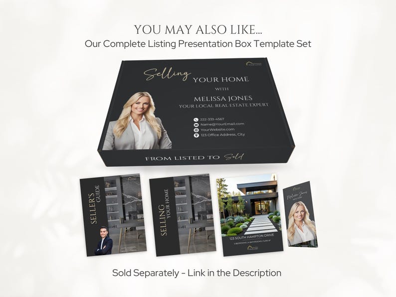 Luxury Real Estate Marketing Templates, Home Buyer and Seller Guides, Realtor Buyer Packet and Listing Presentation Packet, Black & Gold afbeelding 11