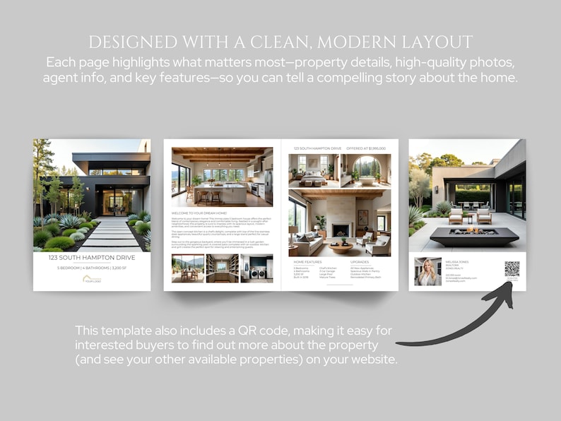 Modern Real Estate Property Brochure, Luxury Listing Brochure Canva Template, 4 Page Property Flyer, For Sale Flyer, Real Estate Marketing image 3