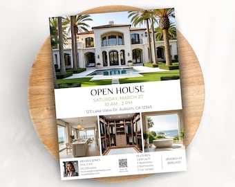Modern Open House Flyer, Real Estate Template, Realtor Open House Canva Template, Luxury Real Estate Marketing, New Listings Flyer