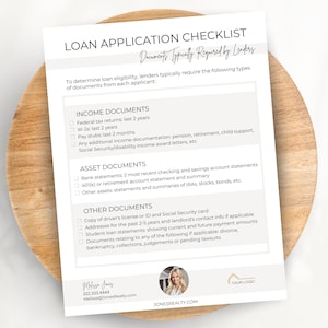 Loan Document Checklist, Mortgage Flyer, Real Estate Buyer Checklist, Editable Loan Officer Template Canva, Mortgage Pre Approval Checklist