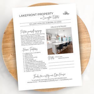 Real Estate Feature Sheet, Realtor Open House Handout, For Sale By Owner Flyer, Home Features Real Estate Flyer, Editable Canva Template
