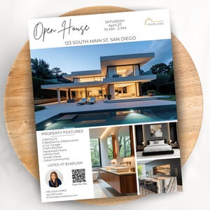 Open House Flyer Template Real Estate | Editable Realtor Flyer | Flyers for Listings | Real Estate Marketing | Canva Flyer Template