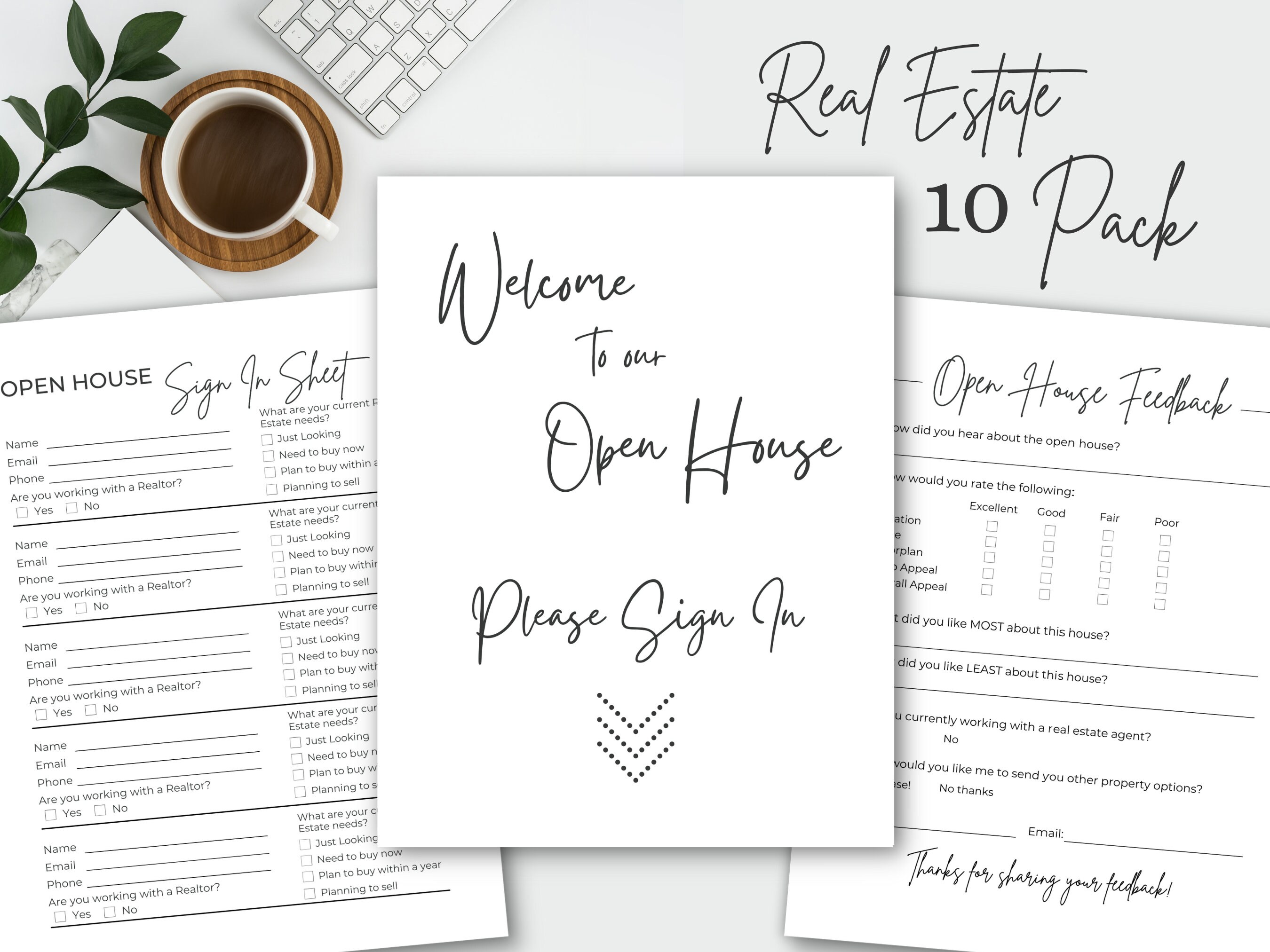 Open House Feedback Form Sign In Sheet Welcome Sign Bundle | Etsy