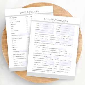 Buyer Questionnaire, Real Estate Buyer Packet, Agent Questionnaire, Home Buyer Consultation Packet, Real Estate Templates