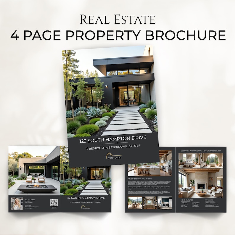 Luxury Real Estate Listing Brochure, 4 Page Modern Real Estate Flyer, Luxury Real Estate Marketing, New Listing Property Brochure Template bild 1