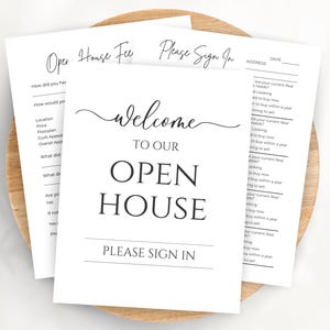 Realtor Open House Template Bundle: Sign-In, Feedback, Welcome Sign (PDF & Canva)