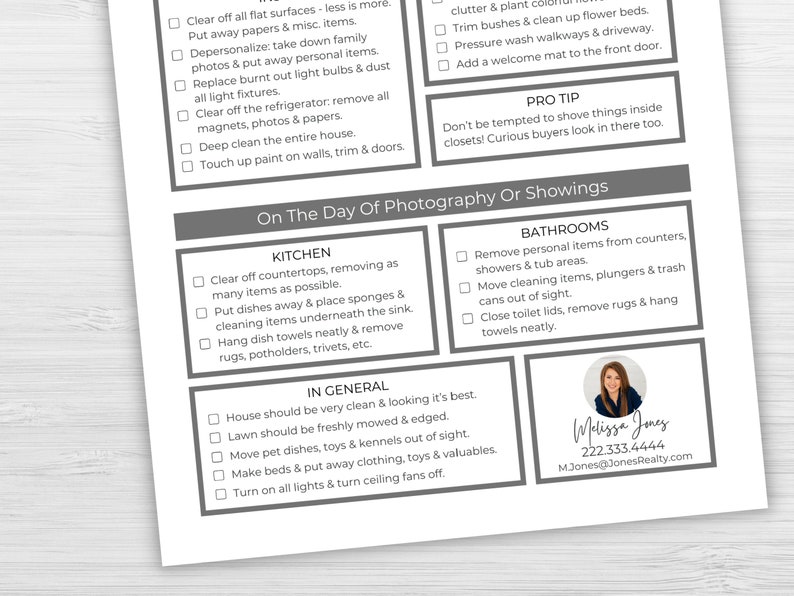 Real Estate Photo Checklist Photography & Showing Prep PDF Etsy