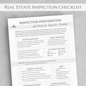 Inspection Checklist, Home Inspection Preparation Checklist, Help Sellers Prepare for a Home Inspection, Real Estate Seller Guide
