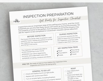 Inspection Checklist, Home Inspection Preparation Checklist, Help Sellers Prepare for a Home Inspection, Real Estate Seller Guide