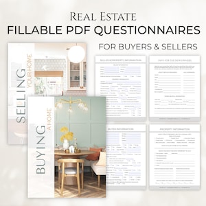 Client Questionnaire Real Estate, Buyer & Seller Questionnaire, Buying a Home Questionnaire and Sellers Prelisting Questionnaire Templates
