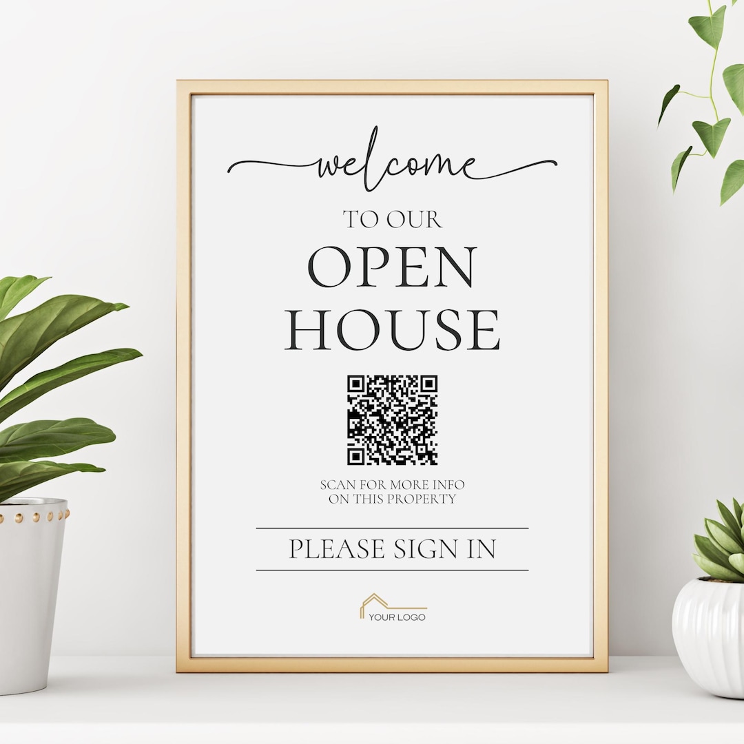 Open House Sign With QR Code, Real Estate QR Sign Template, Realtor QR ...