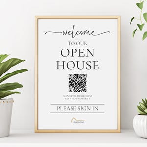 Open House Sign with QR Code, Real Estate QR Sign Template, Realtor QR Code Sign & Open House Sign In Sheet, Open House Welcome Sign