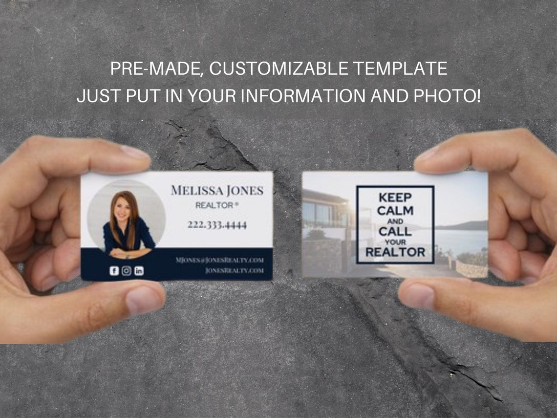 Realtor Business Card Template Real Estate Marketing Etsy